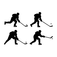 Naklejka premium ice hockey player action sequence flat design vector illustration isolated background