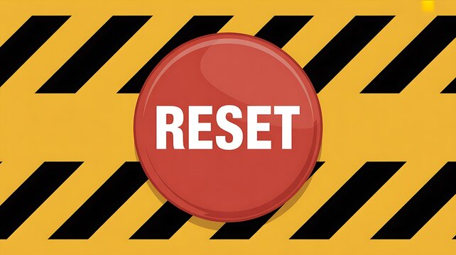 Caution yellow reset button with black stripes