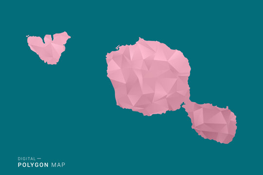 French Polynesia polygon map vector illustration in low poly geometric style, soft pastel colors with pink and teal green tones, clean silhouette on solid background, ideal for infographic.