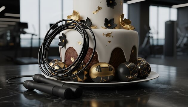 Traditional Easter cake decorated with industrial metal gears, creative engineering holiday concept, technical spirit, Easter festivity