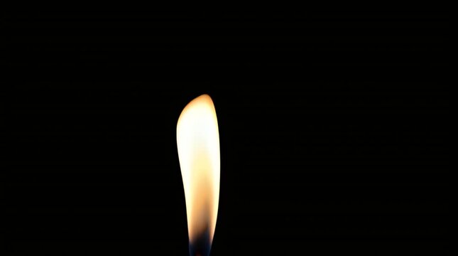 A single, bright, and steady flame illuminates the darkness, representing warmth, light, and a beacon of hope against an infinite void of blackness, offering comfort.