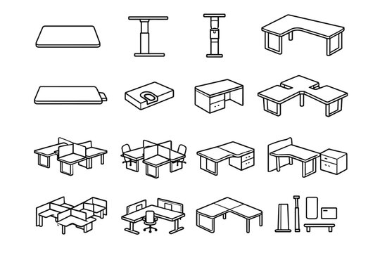 Block vector outline surface image icon workstation module cable generation simple segment