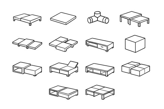 Table adaptable simple system vector expandable reconfigurable tabletop element image unit icon