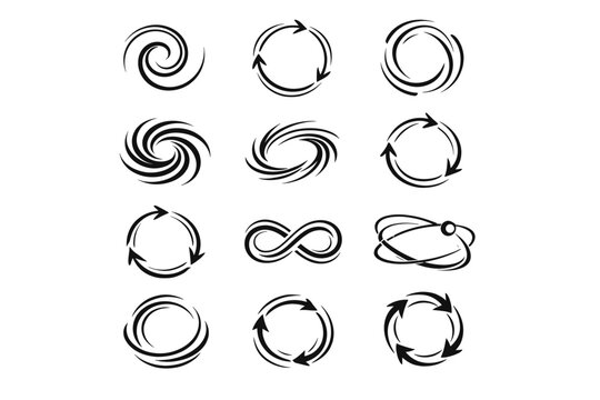 Orbital curve outline continuous flow icon icons motion rotation path abstract form