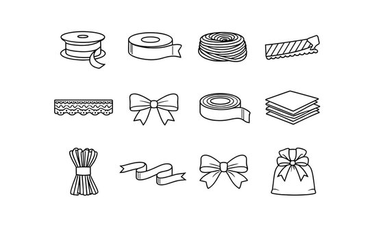 Gift vector icon satin simple image strip generation ribbon wrapping thin material