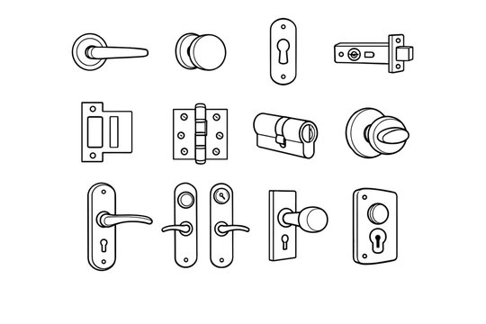 Hardware latch outline strike simple door generation image plate fitting entry vector