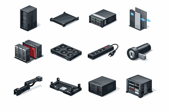 Module rack image locking separator server vector generation fan icon airflow barrier