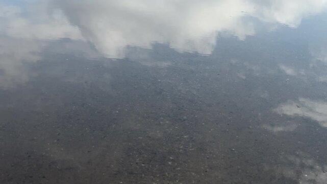 Blue Sky and Cloud Reflection on Rippling Water Surface, Abstract Water Background