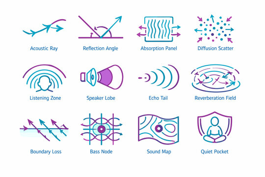 Image icon generation quiet zone sound bass reverberation echo scatter vector reflection