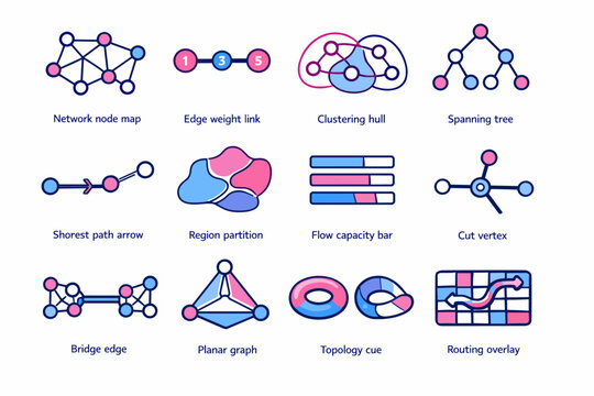 Node icon capacity routing vector network arrow vertex cut spatial icons logic