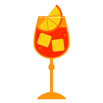 Spritz classic cocktail with prosecco, soda, orange, ice. Aperol Spriz drink. Spritz Cocktail with Orange Slice