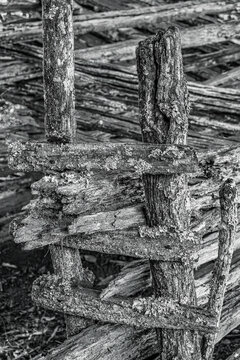 Split-rail fence at the Mountain Farm Museum in the Smoky Mountains National Park, USA