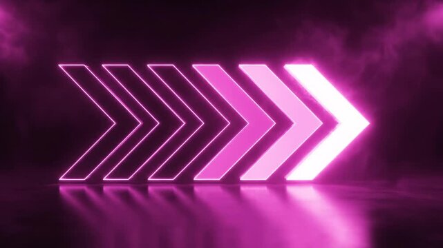 Glowing neon pink chevron arrows on dark smoky background