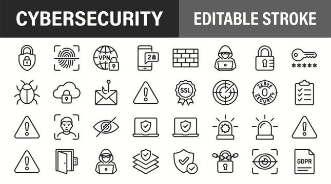 Black and white cybersecurity illustration with shield and lock symbols on a clean background