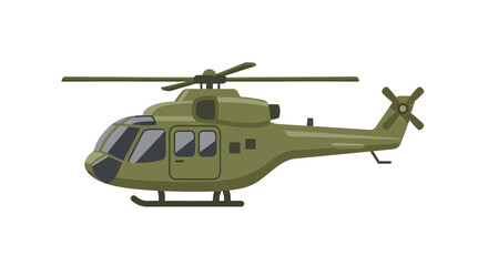 Fototapeta premium Olive Green Military Helicopter Isolated on White Backdrop for Graphic Design
