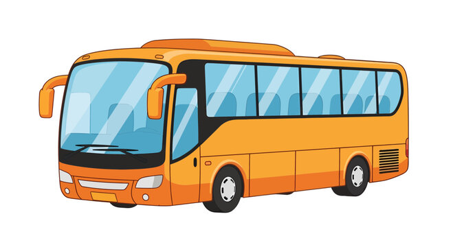 Orange Bus Image, Vector Illustration, Travel and Transportation Concept