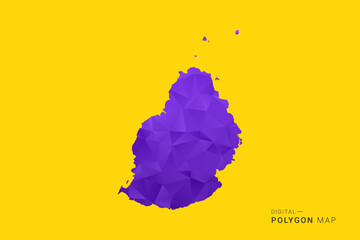 Mauritius Map - Low poly polygon map in vibrant purple gradient on bold yellow background, modern minimal geometric style, clean digital vector illustration. © Whatever