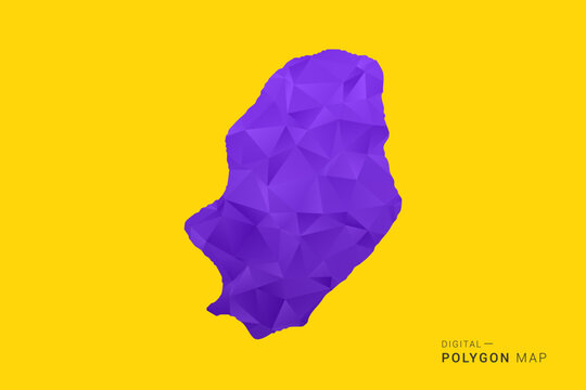 Niue Map - Low poly polygon map in vibrant purple gradient on bold yellow background, modern minimal geometric style, clean digital vector illustration.