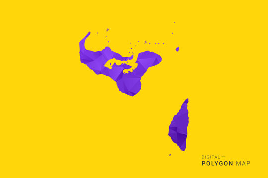 Tonga Map - Low poly polygon map in vibrant purple gradient on bold yellow background, modern minimal geometric style, clean digital vector illustration.