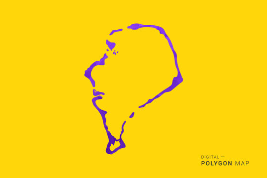 Tuvalu Map - Low poly polygon map in vibrant purple gradient on bold yellow background, modern minimal geometric style, clean digital vector illustration.