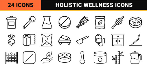 Naklejka premium Natural Pharmacy and Botanical Wellness Ultra-Minimalist Monoline Geometric Outline Symbols for Holistic Medicine and Apothecary Branding
