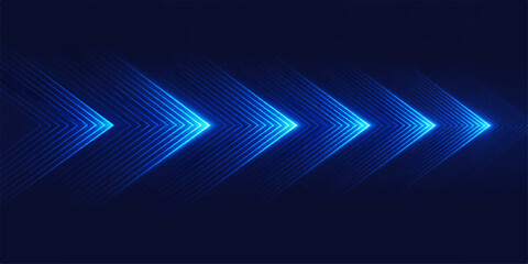 Obraz premium Abstract background featuring multiple glowing blue neon arrows pointing towards the right side