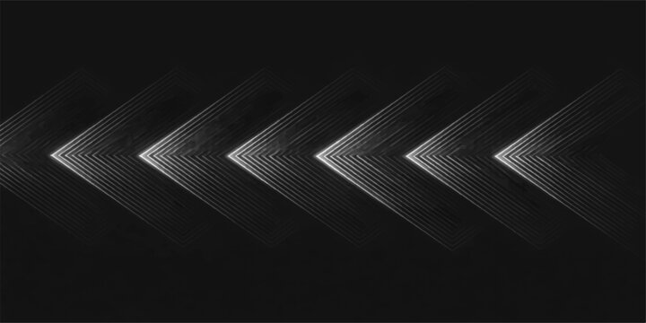 Minimalist monochrome graphic design featuring a repeating pattern of white chevron arrows