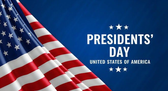 A patriotic American flag waving on Presidents' Day in the United States of America