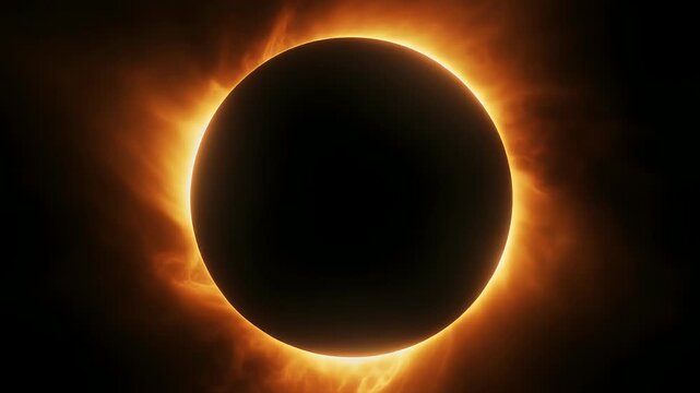 A dramatic depiction of a total solar eclipse showcasing the sun's corona.
