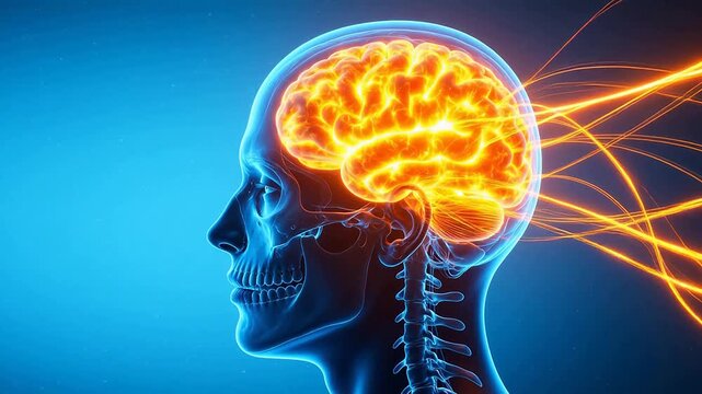 Human brain and nervous system illustration