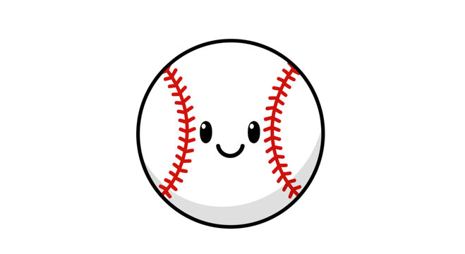 Playful baseball character with endearing smile for sports themed designs, cartoonish style
