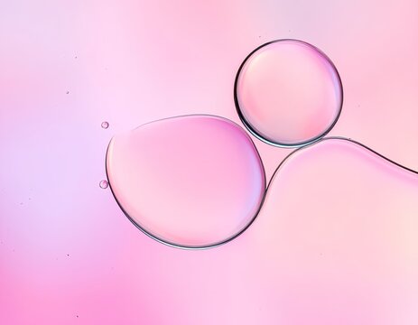 Close-up macro shot of pink and purple oil and water bubbles.