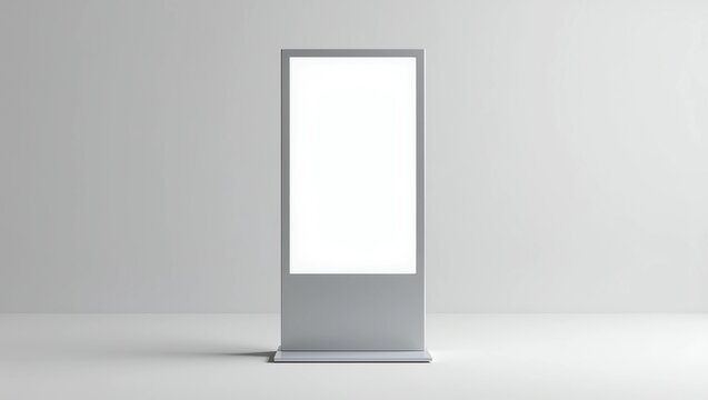Outdoor touch screen kiosk isolated on white background. Stand digital signage with blank screen
