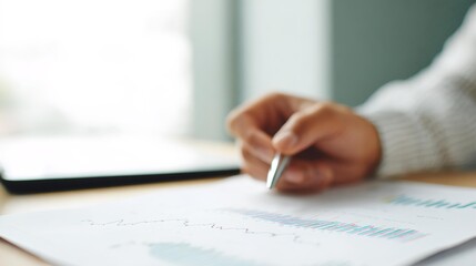 Naklejka premium Person is writing on a piece of paper with a pen