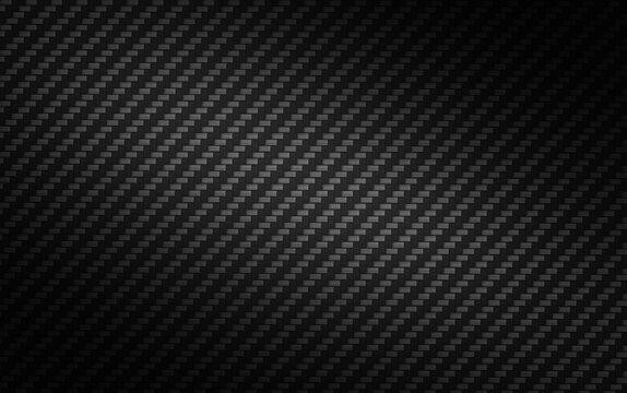Dark Carbon Fiber Texture Background With Diagonal Weave Pattern and Metallic Sheen