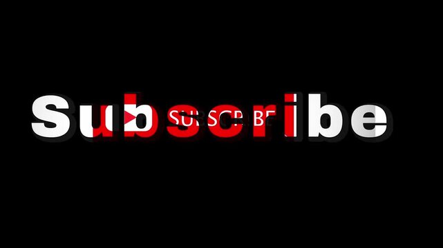 A video showcasing a subscribe button with a black background and red and white text