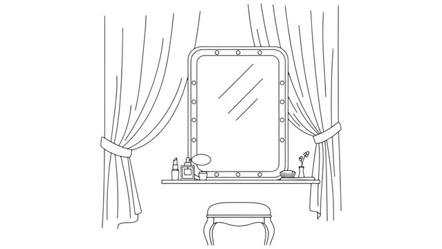 Professional Makeup Studio Vanity Mirror With Lights Illustration Representing Beauty Business Setup Cosmetic Industry Branding And Client Service Environment