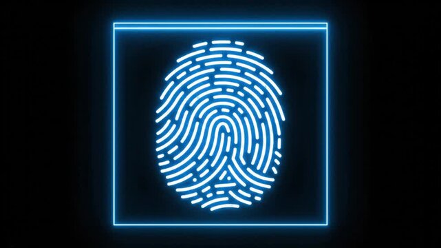 Glowing Fingerprint Scanning in Dark Background