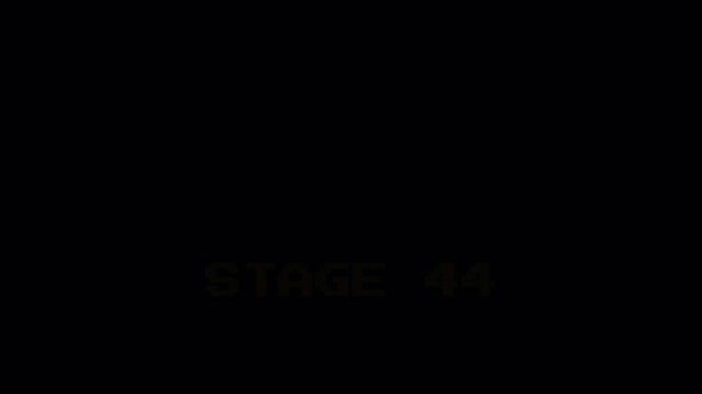 Retro Pixel Arcade 8-Bit Start Screen Stage 44 Animated Text on Black Background for Vintage Game Content 4k video animation seamless loop