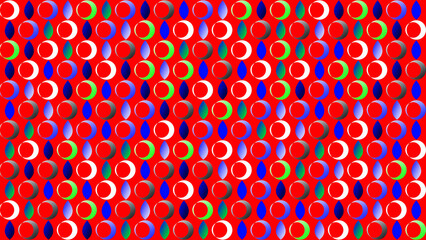 Abstract Geometric Pattern with Red Circles and Colorful Elements © bennyrumbino