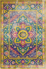 Fototapeta premium Persian Folk style traditional printed Carpet with trending colors and texture in high resolution 