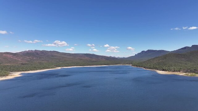 Aerial footage of Lake Bellfield Victoria Australia