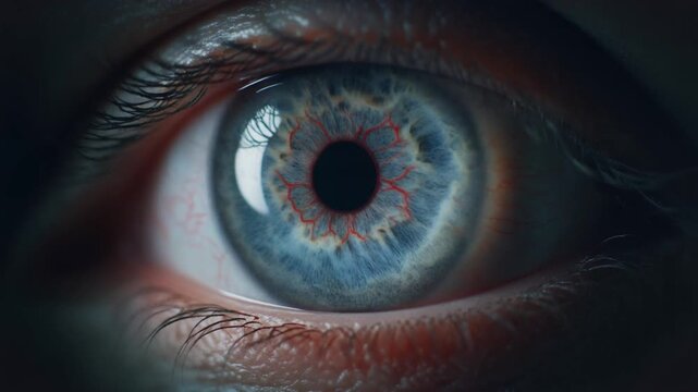 Extreme macro shot captures human eye focusing on blue grey iris details