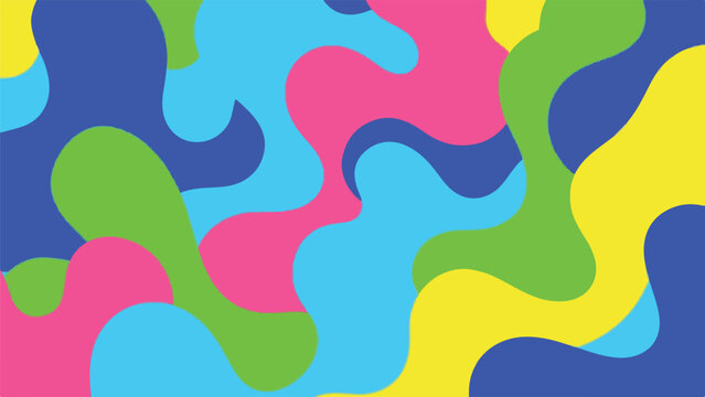 A vibrant abstract composition with flowing, overlapping shapes