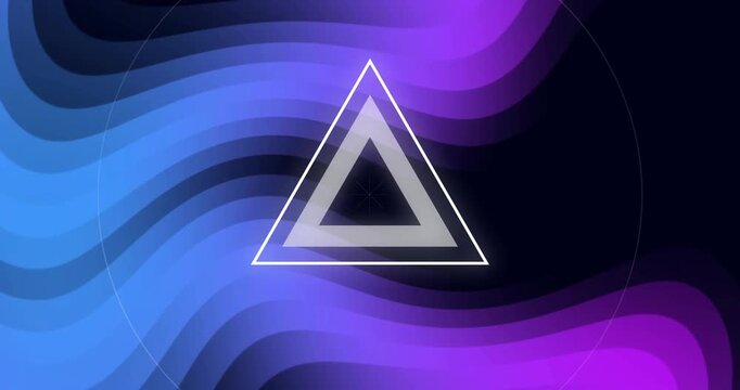 Vertical video: Center tri filling, pulsing while blue or purple waves passing ring, sparking for te