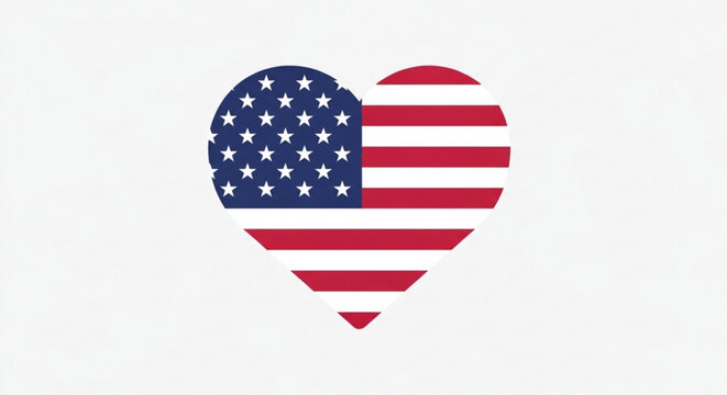 American flag heart symbol on white background patriotic love and pride concept