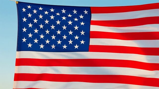 American flag waving in sky