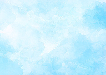 Abstract blue watercolor background texture, soft pastel sky gradient wash, hand painted aquarelle backdrop
