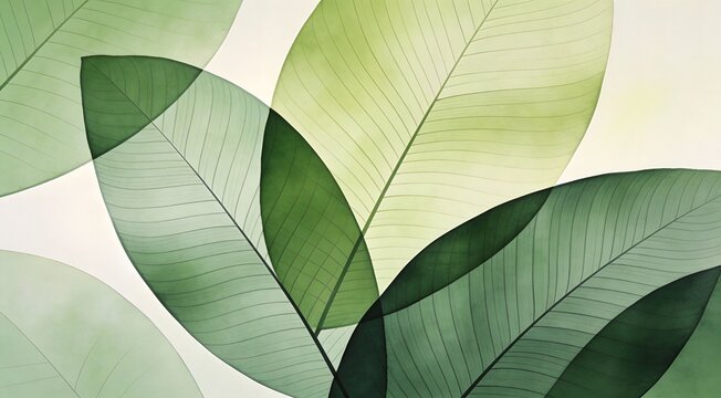 Minimalist commercial digital art of overlapping leaf veins in abstract form, soft backlighting, lim
