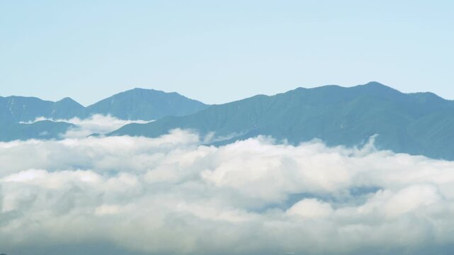 霧ヶ峰高原から雲海と南アルプスの眺め